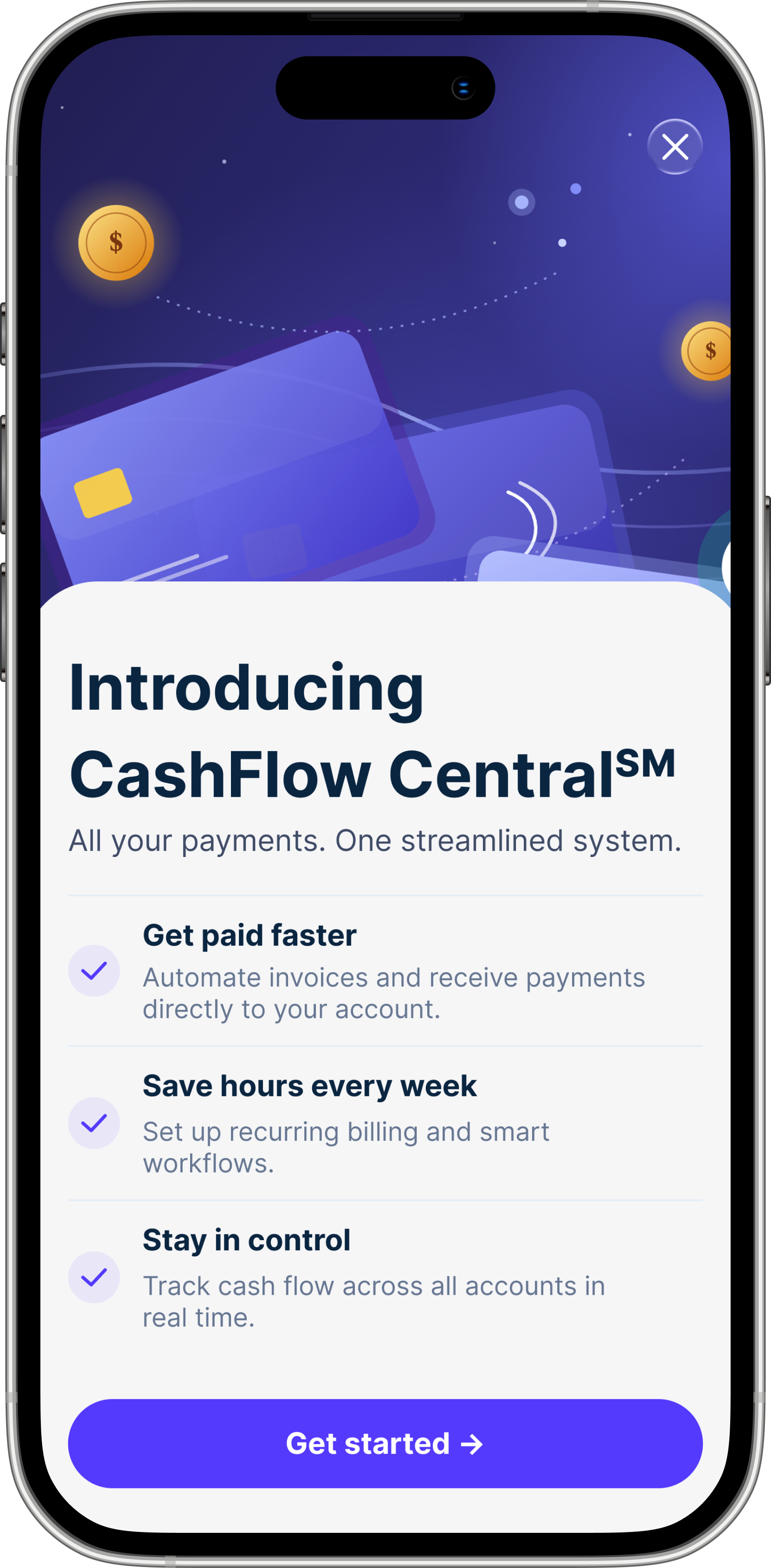 CashFlow Central intro screen