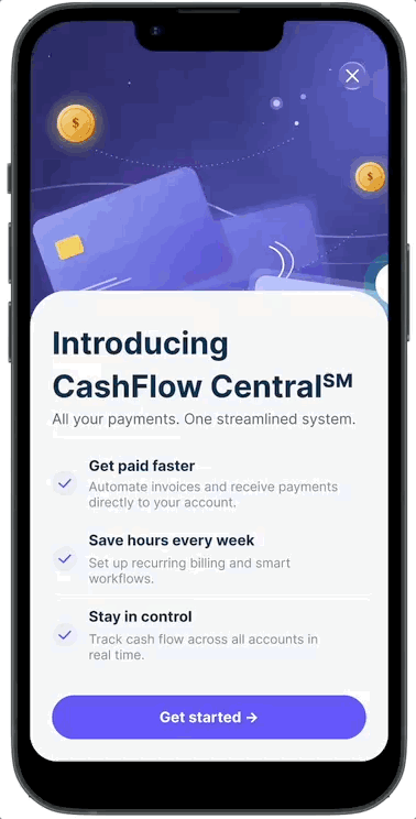 Animated walkthrough of the business selection screen