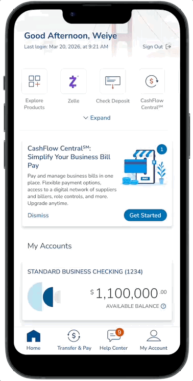 Animated walkthrough of the in-app message card